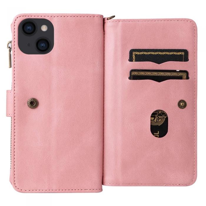 A-One Brand - iPhone 14 Plnboksfodral KT Zipper - Rosa