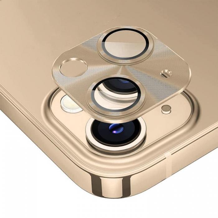 HAT PRINCE - ENKAY iPhone 14/14 Plus Kameralinsskydd i Hrdat glas - Guld