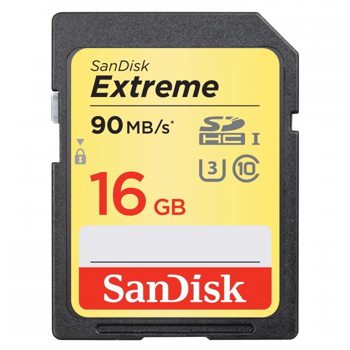 UTGATT5 - SANDISK EXTREME SDHC CARD 16GB 90MB/S CLASS 10 UHS-I