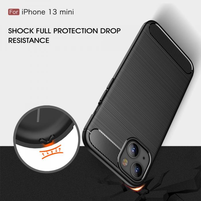 A-One Brand - Carbon Fiber Texture Skal iPhone 13 Mini - Svart