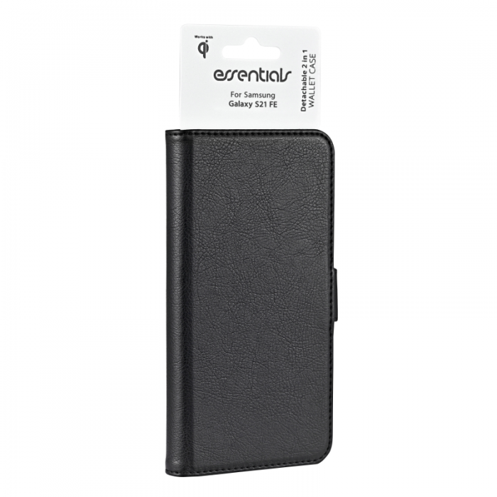 Essentials - Essentials - 3 Cards PU Detachable Plnboksfodral Samsung S21 FE  Svart