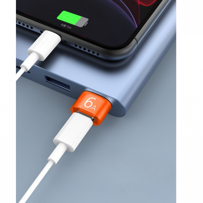 A-One Brand - USB-A Hane till Typ-C Hona Adapter - Orange