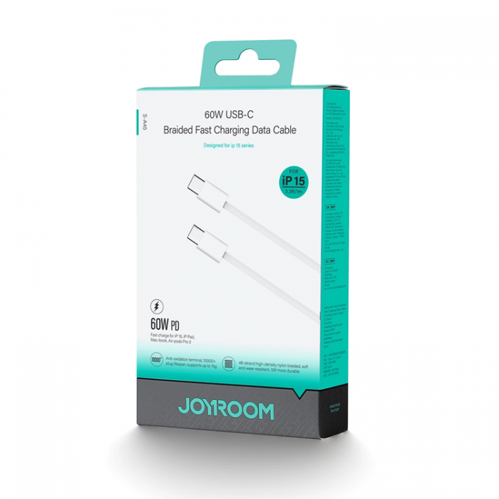 Joyroom - Joyroom USB-C till USB-C Kablar Ben Series 60W 1m - Vit