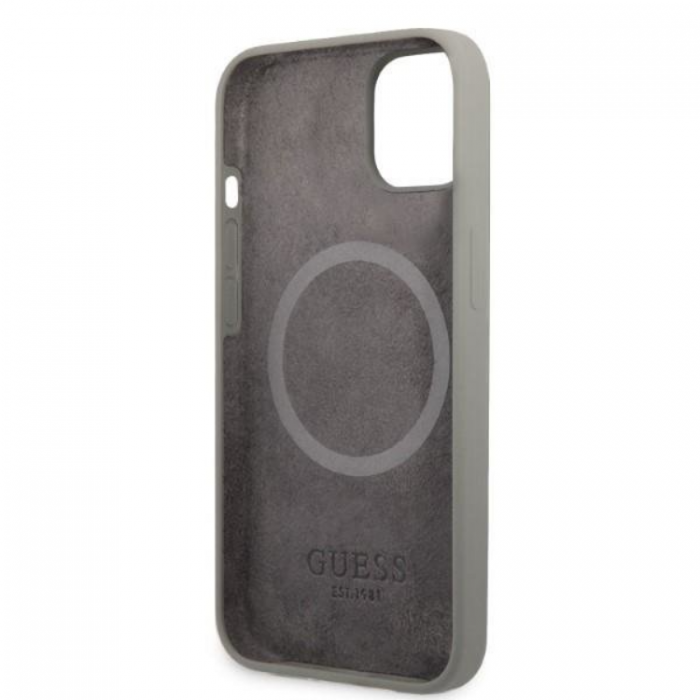 Guess - Guess iPhone 13 Mini Skal MagSafe Silicone Logo Plate - Gr