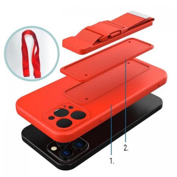 Ruhtel - Rope Gel Airbag Skal Med Lanyard iPhone 12 - Rosa