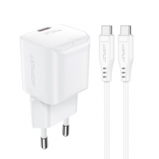 Acefast - Acefast Väggladdare USB-C 30W GaN A77 Mini Med Kabel - Vit