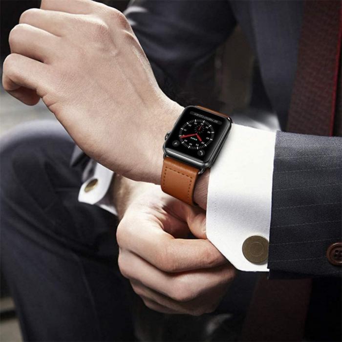 Tech-Protect - Apple Watch 4/5/6/7/8/SE (38/40/41mm) Armband LeatherFit - Brun