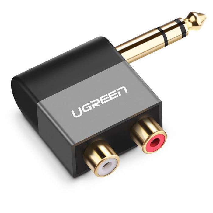 UTGATT1 - Ugreen Audio Jack Adapter 6.35mm Male Till 2xRCA Female - Svart