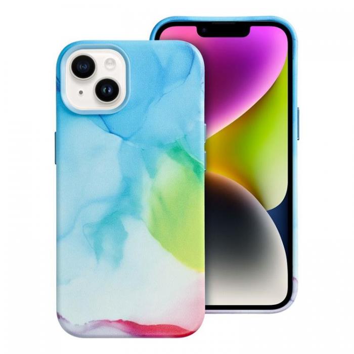 A-One Brand - iPhone 14 Plus Magsafe Mobilskal Lder - Multicolor Splash