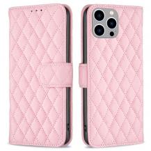 BINFEN COLOR - BINFEN iPhone 14 Pro Max Plånboksfodral Rhombus - Rosa