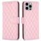 BINFEN COLOR - BINFEN iPhone 14 Pro Plnboksfodral Rhombus - Rosa