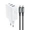 Acefast - Acefast 2in1 Vggladdare 65W USB-A till USB-C till HDMI till USB-C Kabel - Vit
