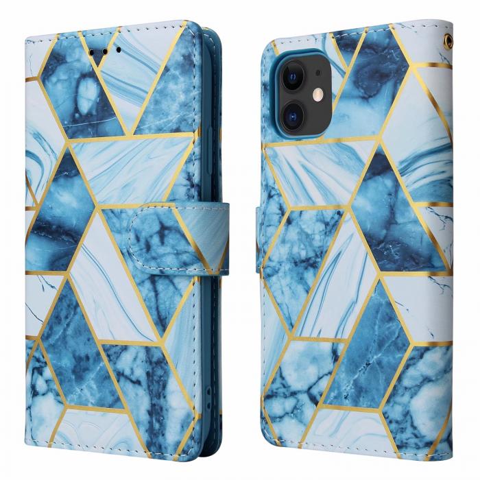A-One Brand - Marble Grid Plnboksfodral till iPhone 11 - Bl
