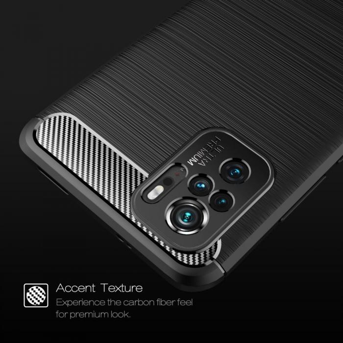UTGATT5 - TPU Carbon Mobilskal Xiaomi Redmi Note 10 - Svart