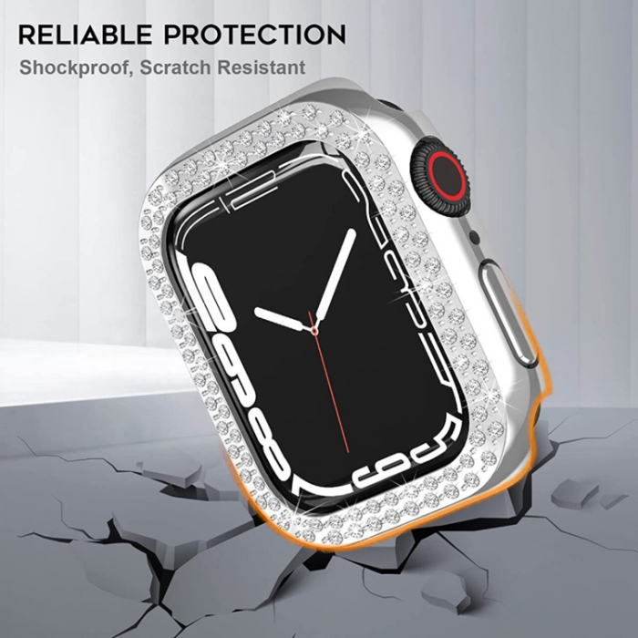 A-One Brand - Apple Watch 4/5/6/SE (44mm) Skal Rhinestone - Silver
