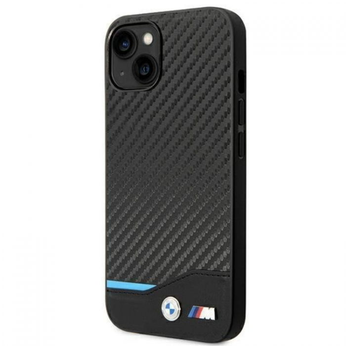 BMW - BMW iPhone 14 Plus Skal Lder Carbon - Svart
