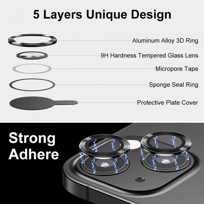 A-One Brand - iPhone 13 / iPhone 13 Mini Kameralinsskydd i Hrdat glas - Silver