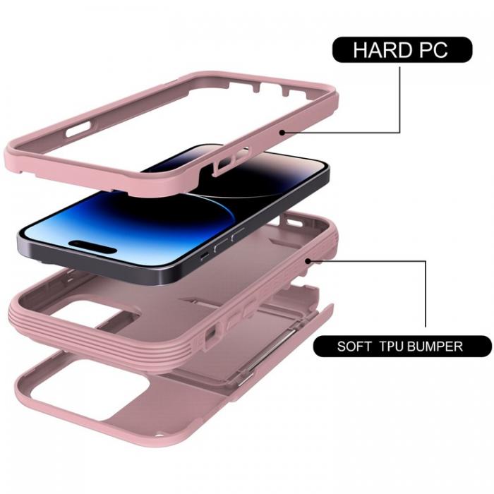 A-One Brand - iPhone 14 Skal Korthllare Mirror Kickstand - Rosa
