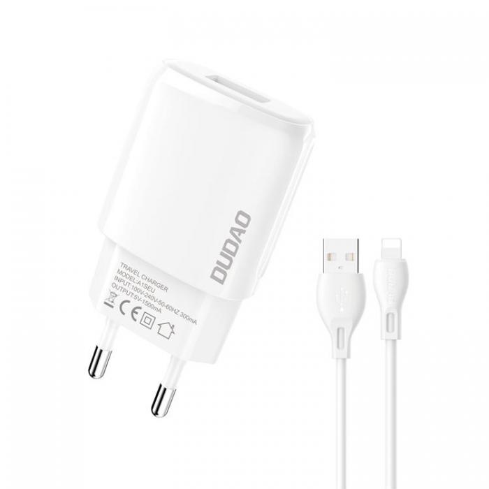UTGATT5 - Dudao Vggladdare, USB-A Till Lightning kabel - Vit