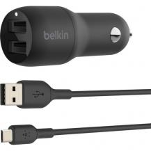 Belkin - Belkin Dual Billaddare USB-A Micro USB Kabel 1M 24W - Svart