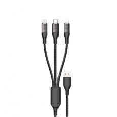 Dudao - Dudao 3in1 USB-A till USB-C, Lightning, microUSB kabel 120W 1.2m