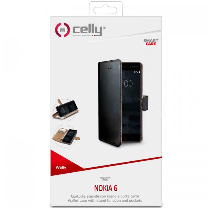 UTGATT5 - Celly Wallet Case Nokia 6 - Svart