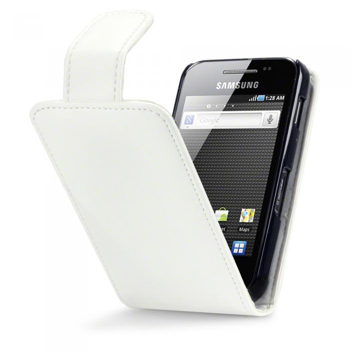 A-One Brand - Flip Mobilvska med plats fr 2st kort till Samsung Galaxy Ace S5830 (Vit)