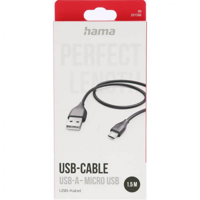 Hama - HAMA Laddkabel USB-A till Micro-USB 1.5m - Svart