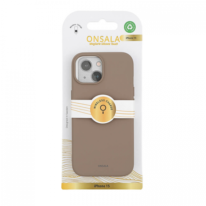 Onsala - Onsala iPhone 15 Mobilskal MagSafe Silikon - Sand