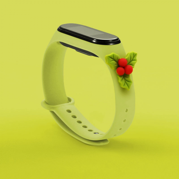 A-One Brand - Xiaomi Mi Smart Band 5/6 Silikon Strap Xmas Mistletoe - Grn