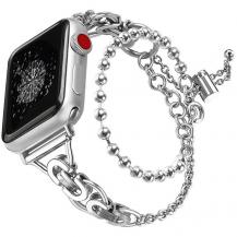 A-One Brand - Apple Watch 2/3/4/5/6/7/SE (38/40/41mm) Armband Metal Pearls - Silver