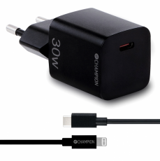 Champion - Champion Snabbladdare Kit USB-C/Lightning 30W PD - Svart