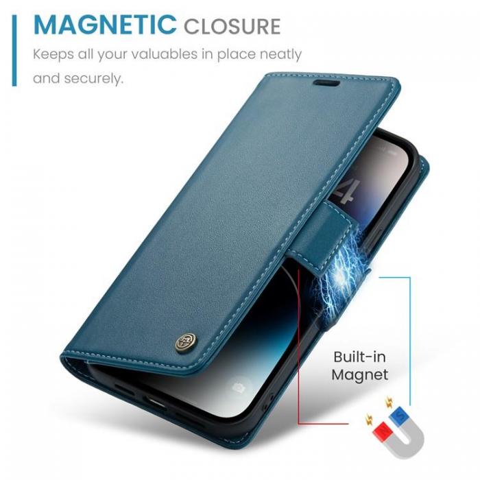 Caseme - Caseme iPhone 15 Pro Max Plnboksfodral RFID Litchi 023 - Bl
