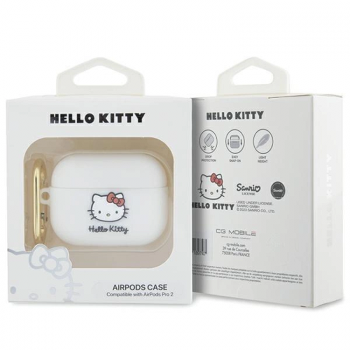 Hello Kitty - Hello Kitty AirPods Pro 2 (2022/2023) Skal Silikon 3D Kitty Head - Vit