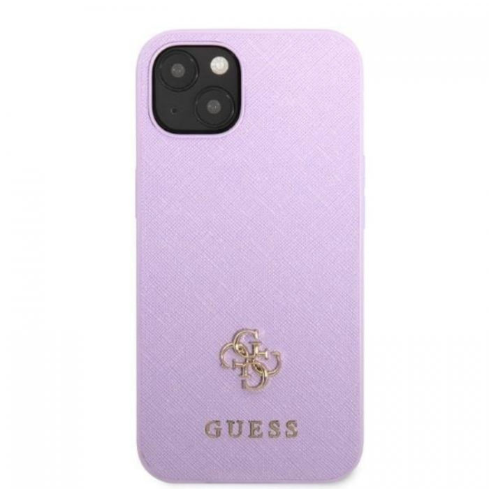 Guess - Guess iPhone 13 Mobilskal Saffiano 4G Small Metal Logo - Rosa