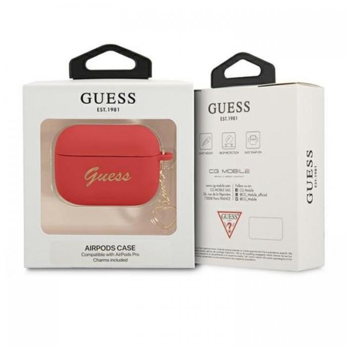 Guess - Guess AirPods Pro Skal Silicone Charm Heart - Rd