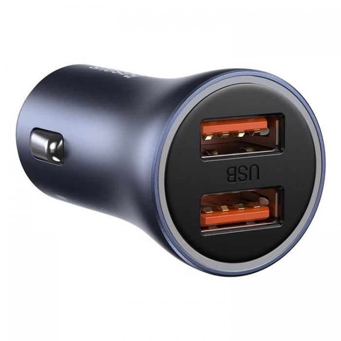 BASEUS - Baseus Snabb Billaddare 2x USB 40 W USB-C Kabel - Gr
