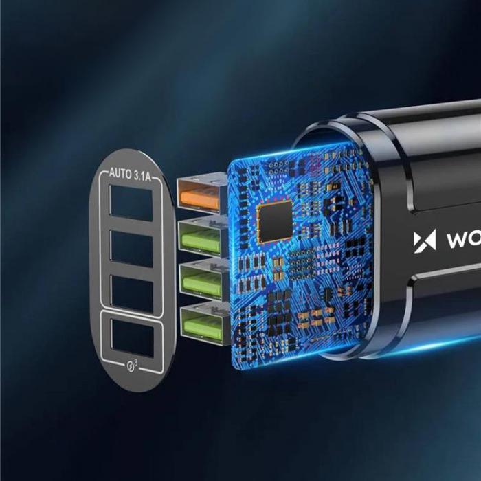 Wozinsky - Wozinsky Vggladdare 4x USB-A 48W - Svart