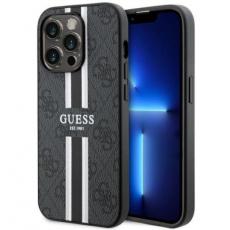 Guess - Guess iPhone 14 Pro Mobilskal MagSafe 4G Printed Stripes Svart