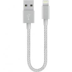 SiGN - SiGN USB-A till Lightning Kablar 12W 0.25m - Silver/Nylon