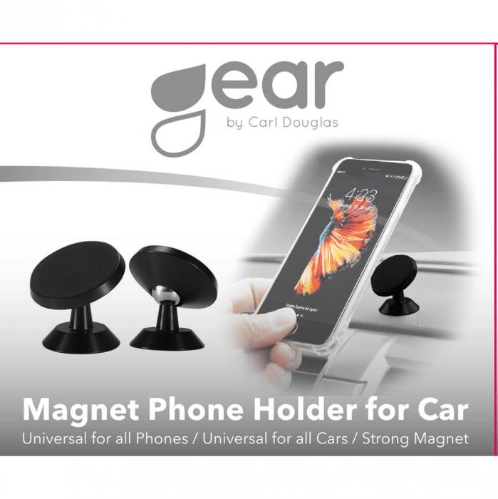 UTGATT5 - GEAR Magnetisk Mobilhllare Svart Vridbar Puck Sjlvhftande Tejp