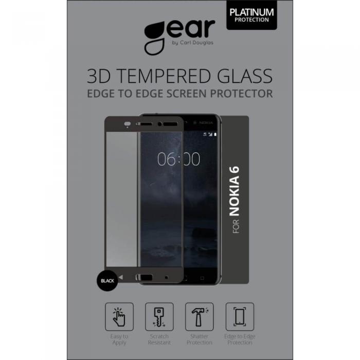 UTGATT1 - GEAR Hrdat Glas 3D Full Cover Svart Nokia 6 2017