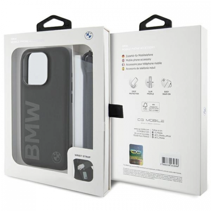 BMW - BMW iPhone 15 Pro Mobilskal Signature Lder Wordmark Cord