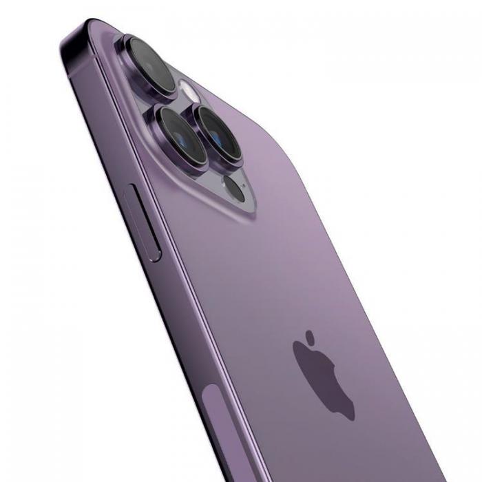 Spigen - [2-Pack] Spigen iPhone 14 Pro/14 Pro Max Kameralinsskydd i Hrdat Glas - Lila