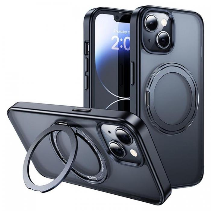 Hoco - Hoco iPhone 15 Plus Mobilskal Magsafe Ringhllare - Svart