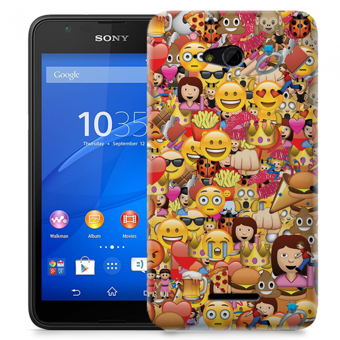 UTGATT5 - Skal till Sony Xperia E4g - Emoji - Kollage