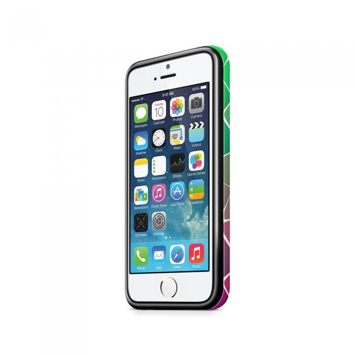 UTGATT5 - Tough mobilSkal till Apple iPhone SE/5S/5 - Skifferstenar - Rosa/Grn