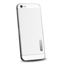 Spigen - Spigen Skin Guard Leather Skin till Apple iPhone 5/5S/SE (Vit) + Skärmskydd