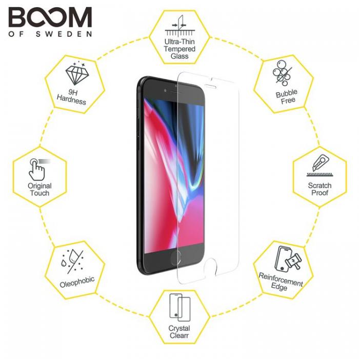 Boom of Sweden - BOOM Flat Hrdat Glas Skrmskydd iPhone 8 Plus / 7 Plus