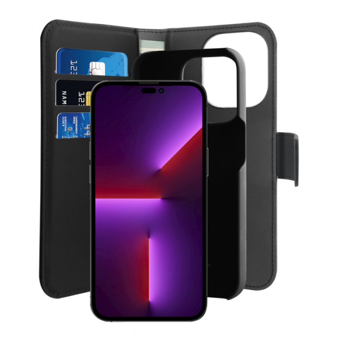 UTGATT1 - Puro iPhone 14 Pro Max Plnboksfodral Detachable Lder - Svart